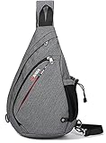 Casual Canvas Backpack Crossbody Travel Sling Bag Shoulder Chest Bag (Grey)