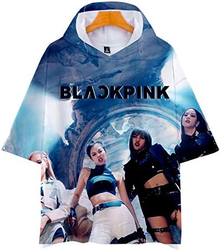 T-Shirts 3D Print Blackpink Graphics Short Sleeve Tees Pullover Hooded with Big Pockets for Mens Womens