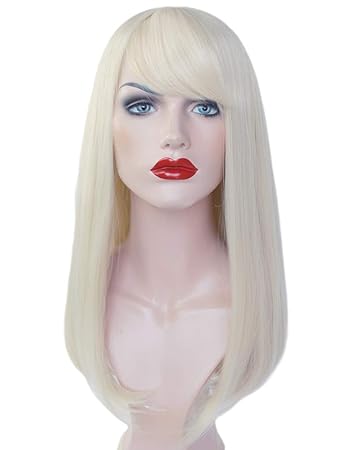 Amazon Com Exvogue Light Platinum Blonde Long Bob Wig With