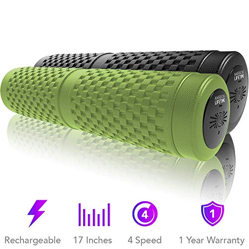 American Lifetime Vibrating Foam Roller - 17 Inch 4-Speed Rechargeable Electric High-Intensity Vibration, Deep Tissue Massager for Recovery, Pliability Training, Physical Therapy (Green)