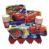 Disney Cars Birthday Party Bundle With Plates, Napkins, Cups & Tablecover (16 Guests)