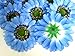 (12) BIG Silk Blue Gerbera Daisy Flower Heads , Gerber Daisies - 3.5