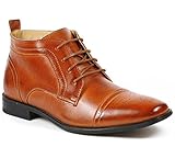 Ferro Aldo MFA-806005A Brown Mens Lace up Perforated Dress Ankle Boots Shoes w/ Leather Lining (10.5)