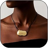 KummerSaprk Chunky Gold Pendant Necklace for Women Boho Leather Cord Statement Jewelry Trendy Layered Necklace Jewelry Gift