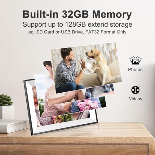 Frameo Digital Photo Frame 10.1 Inch Smart WiFi Digital Picture Frame, IPS Touch Screen, 32GB, Electronic Slideshow, Load from Phone App, Auto-Rotate, for Grandparents & Mothers Day