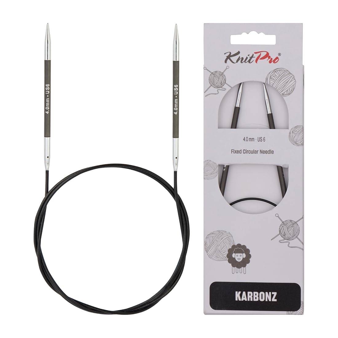 KnitPro Karbonz Fixed Circular Needles 32" (80cm) | 4.00 mm