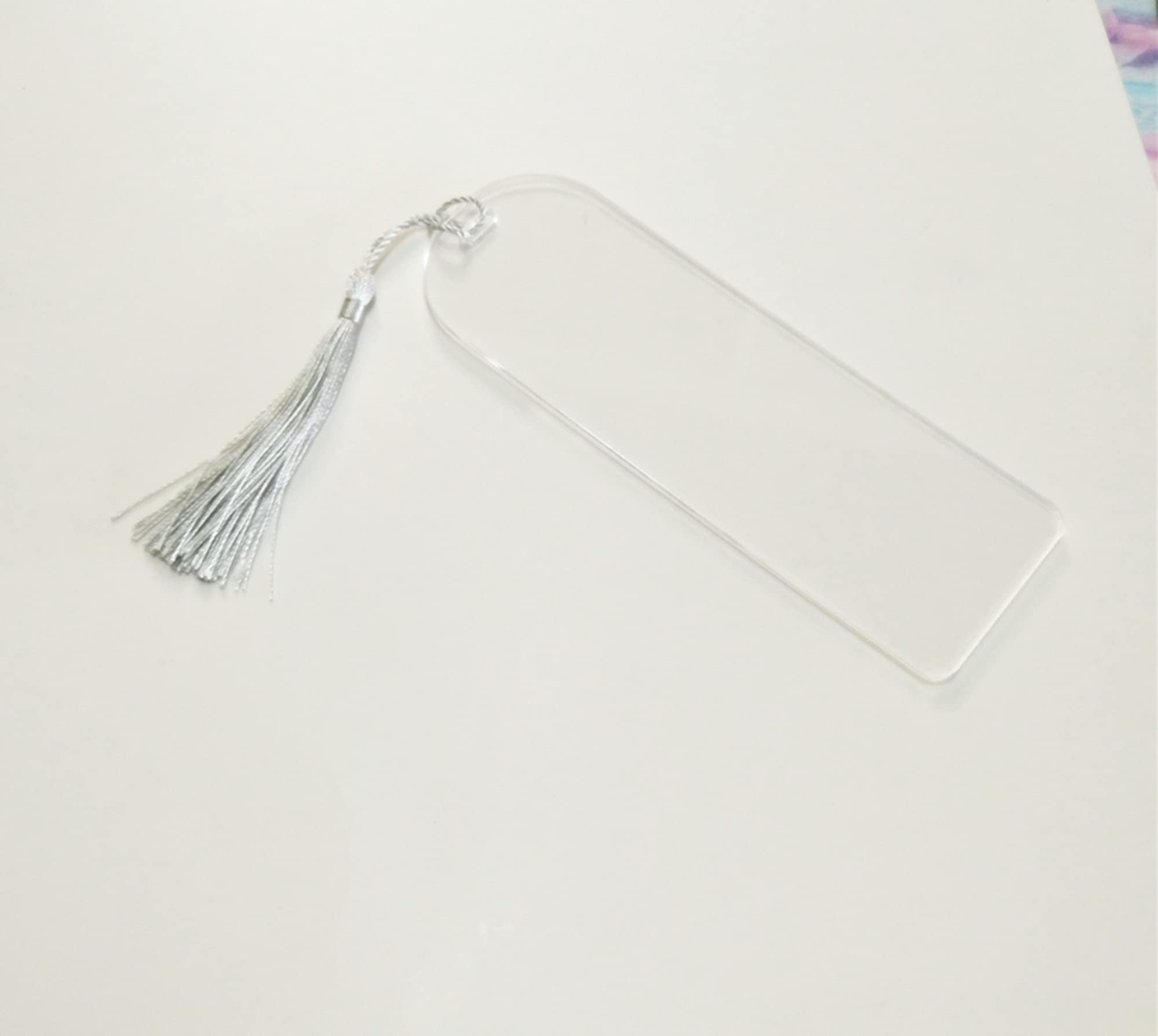 10pcs Acrylic Bookmark Banks,Planner Bookmarks,Acrylic Blank Bookmark with Mini Bookmark Tassels for DIY Projects and Present Tags (Clear)
