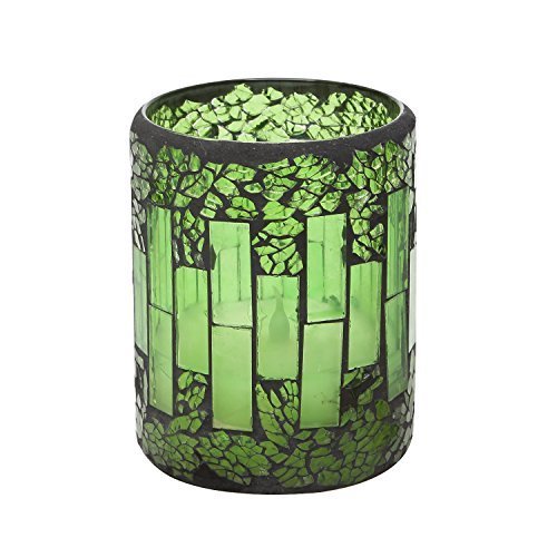 GiveU Green Mosaic Led Candle, 3 x 4 LAVORIST