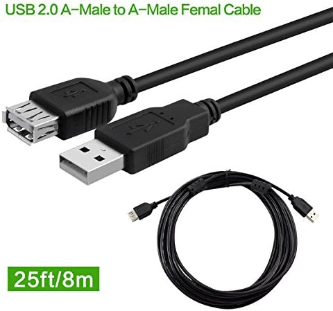 HOOKE USB 2.0 Extension cable Extender Cord - A Male to A Female with Ferrite Core - 25 Feet (8M)
