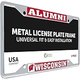 Desert Cactus University of Wisconsin Car Accessories Badgers Metal License Plate Frame and Tag Holder for Front or Rear of Car (Alumni)
