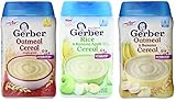 Gerber Baby Cereal 3 Flavor Variety Bundle: (1) Gerber Oatmeal Cereal, (1) Gerber Rice & Banana Apple Cereal, (1) Gerber Oatmeal & Banana Cereal, 8 Ounce