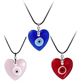 Caiyao Evil Eye Pendant Necklace Glass Leather Rope Chain Turkish Protect Lucky Necklace for Women Men