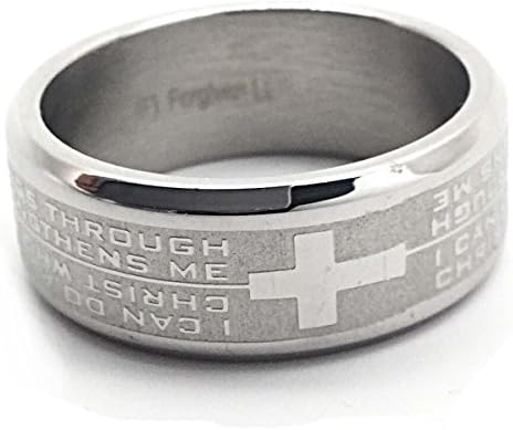 I Can Do Cross Stainless Steel Ring Size 10