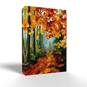 Traveler in Golden Autumn Painting Artwork for Bedroom Living Room