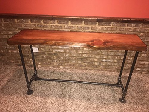 Industrial Pipe Sofa Table - Live Edge Console Table for Entryway or Behind Sofa – (Honey Pine)
