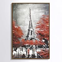 Framed Canvas Wall Art Paris Eiffel Tower Canvas Prints Home Artwork Decoration for Living Room,Bedroom - 16x24 inches