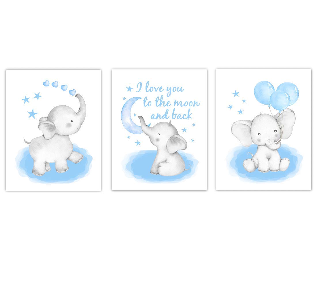 blue elephant nursery decor
