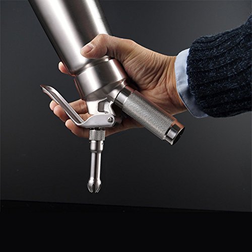Classic All Stainless Steel Whipped Cream Dispenser 1 Quart - Professional Culinary Cream Whipper with Full Set Injector Tips - Professional 2-Pint Size, Free Recipes Included