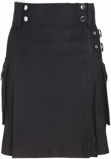 Black Utility Scottish Kilt Skirt 