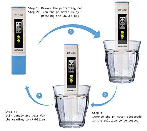 Digital PH Meter, VANTAKOOL PH Meter 0.01 PH High Accuracy Water Quality Tester with 0-14 PH Measurement Range for Household Drinking and Pool Water PH Tester Design with ATC