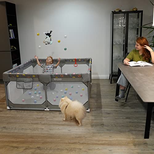 59" ×59"Playard with Gates,Indoor Baby playpen,Detachable and Assembled