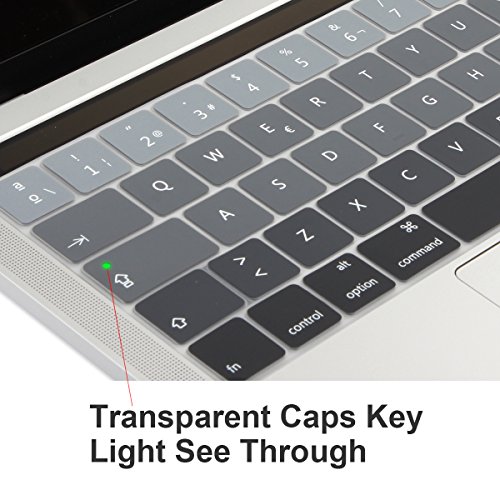 Batianda Spanish ESP Ombre Color Ultrathin Waterproof Silicone Keyboard Cover Skin for Newest MacBook Pro 13 15 inch 2016 2017 With Touch Bar Model:A1706/A1707 (Grey Gradient)