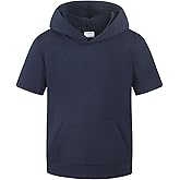 Spring&Gege Boys Lightweight Pullover Hoodies Short Sleeve Hooded Sweatshirt (5-14 Years)