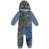AME Jurassic World Blue Raptor Fleece Hooded Union Suit Boys Pajamas,Gray,Large / 10-12