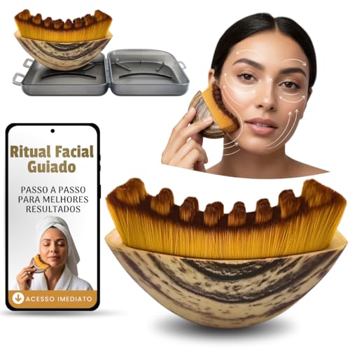 Escova Facial para Drenagem Linfática, Drena Face Massageadora Lifting – Reduz Inchaço do Rosto, Define Contorno e Mandíbula, Estimula Circulação – Cerdas Ultra Macias, Uso Diário ou Spa – Ritual Sublime Facial com Guia Exclusivo