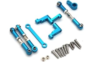 RWLZLB Steering Assembly, Tie Rod, Servo Arm Kit, Metal Upgrade Spare Parts Accessories for Hyper Go H16BM H16GT H16DR H16PL MJX 16207 16208 16209 16210 H16 1/16 Model RC Car (Blue)