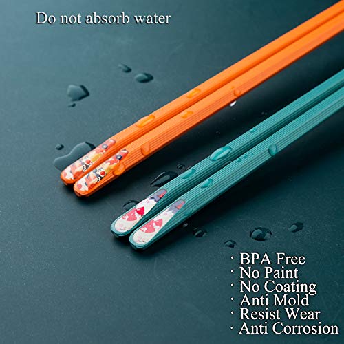 SUPJOYES 5Pairs Fiberglass Chopsticks Reusable Japanese Chopsticks Dishwasher Safe, 9 1/2