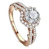 AllenCOCO 18k Rose Gold Plated 1.3ct Simulated diamond Swarovski Cubic Zirconia Wedding Engagement Ring