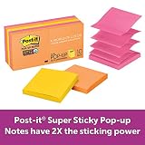 Post-it Super Sticky Pop-up Notes, 2x Sticking Power, 3 in x 3 in, Rio de Janeiro Collection, 10 Pads/Pack (R330-10SSAU)