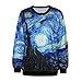 ColorFino Women's Starry Night Printing Pullover Sweatshirt Dark Blue (B) One Size