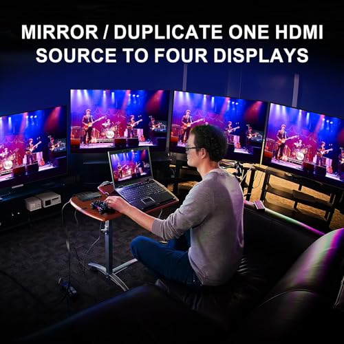 HDMI Splitter 1 in 4 Out 4K 60Hz 4:4:4, AVIDGRAM HDMI Splitter 4 Outputs with Copy, Downscaler and Auto Mode for Dual Identical Display Support 1080p 120Hz HDMI2.0 HDCP 2.2 HDR10 18Gbps 3D