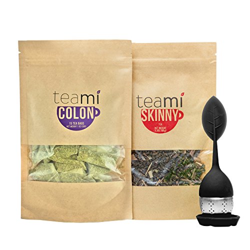 30 Day Detox Tea Kit for Teatox & Weight Loss to get that Skinny Tummy by Teami Blends | With Our Best Colon Cleanse Blend to Raise Energy, Boost Metabolism, Reduce Bloating! (Kit + Black Infuser)