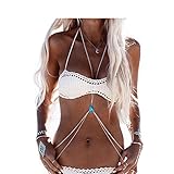 Biki Wave Body Chain Bikini Jewelry Belly Chains Beach Wear (Emerald)