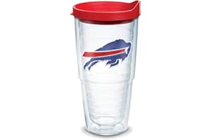 Tervis 1039103 NFL Buffalo Bills Emblem Individual Tumbler with Red lid, 24 oz, Clear