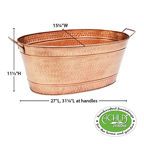 Achla Designs Oval Hammered Copper Plated Galvanized Tub - Thumbnail 7