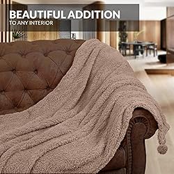 Sherpa Throw Blanket for Couch - 60x80, Beige with