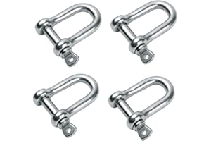 JILUKIBO 8mm Screw Pin Anchor Shackle, 5/16 Inch Stainless Steel Bow Shape D Ring Shackle for Wirerope Lifting, Vehicle, Ship Anchor, Rope Bracelets, Construction（4 Pack）