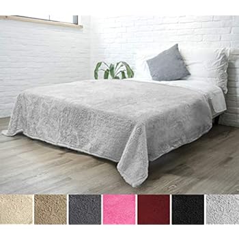 PAVILIA Luxury Sherpa Twin Size Bed Blanket | Fluffy, Plush, Large Grey Throw for Couch, Sofa | Soft, Lightweight, Microfiber | Light Gray Bedding Blanket | 60 x 80 Inches