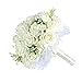 Febou Wedding Bridal Bouquet, 9 inch Wedding Bride Bouquet White Rose Bouquet with Pearl for Wedding Church Party (Heart Pearl, White)