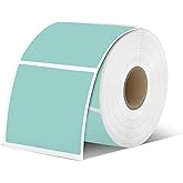 iEager Green Square Thermal Label Stickers, 2"x2" Self-Adhesive Square Direct Thermal Labels with Perforation Line, 500 Sheets/Roll