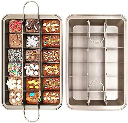 AYF Brownie Pan, Non Stick Brownie Pans With Dividers, 18 Pre