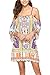 Anatoky Womens Cold Shoulder Spaghetti Strap Tribal Printed Summer Shift Dress
