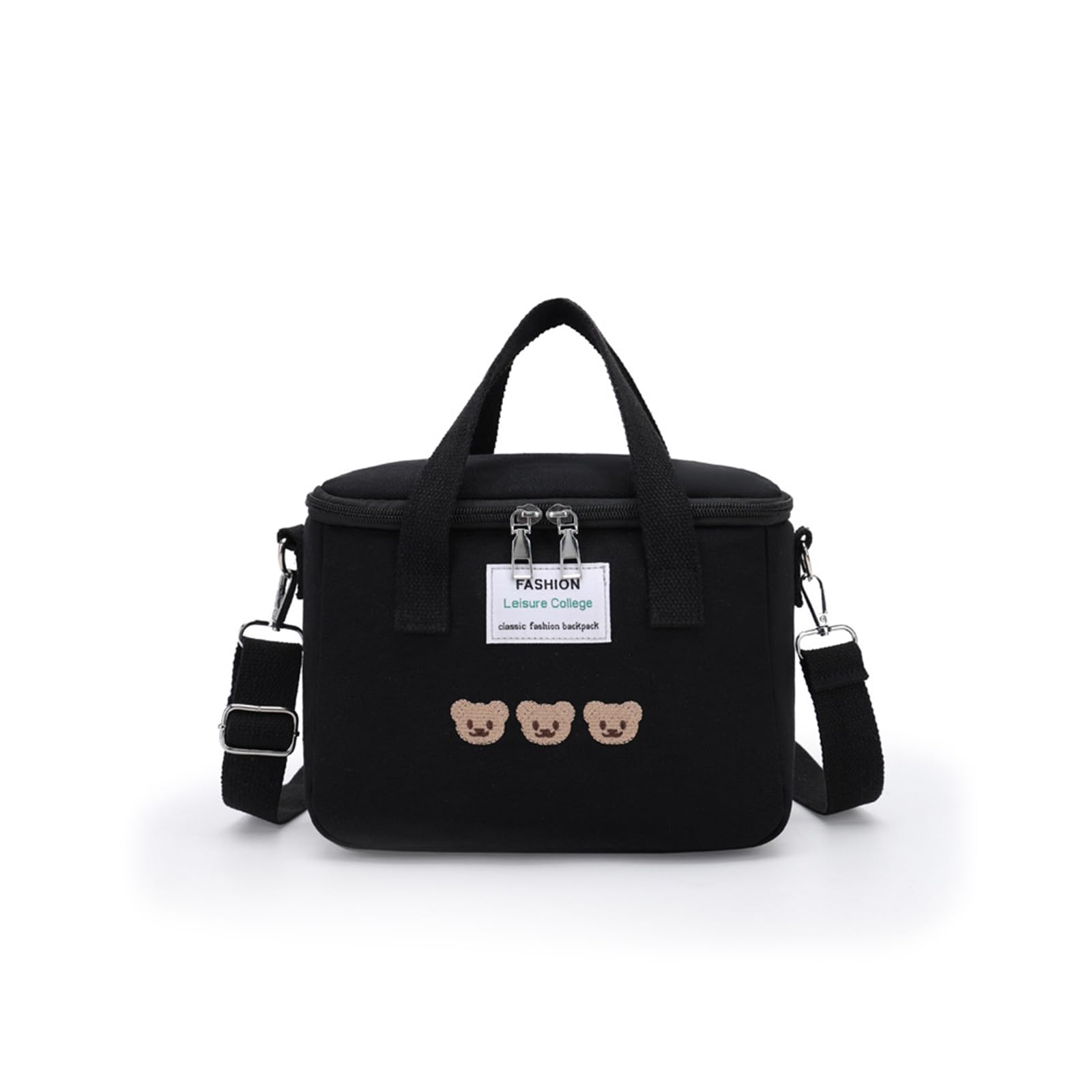 PORRASSO Lunch Bag Insulated Cooler Bag Crossbody Lunch Box Bag Storage Bag Waterproof Leak-Proof Cool Thermal Lunch Tote for Work Camping Outdoor BBQ Party Black