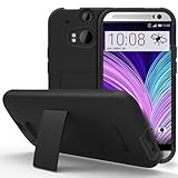 GreatShield Legacy Series Ultra Slim Fit Hybrid Kickstand Case for HTC One M8 (2014) - Retail Packaging (Black / Black Accents)