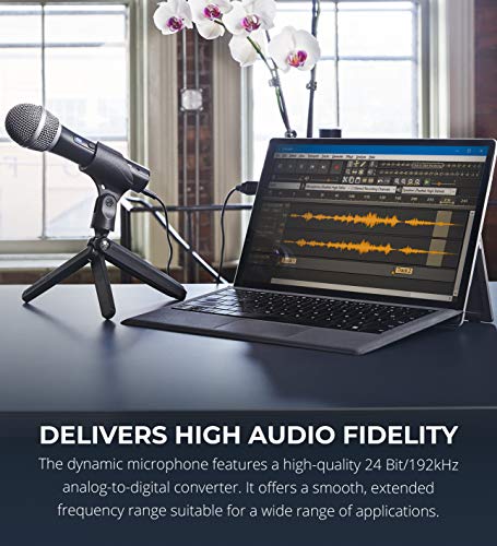 Audio-Technica ATR2100x-USB Cardioid Dynamic Microphone for Voiceover, Podcasting and Studio Recording Bundle with Blucoil Boom Arm Plus Pop Filter, and 3-FT USB 2.0 Type-A Extension Cable