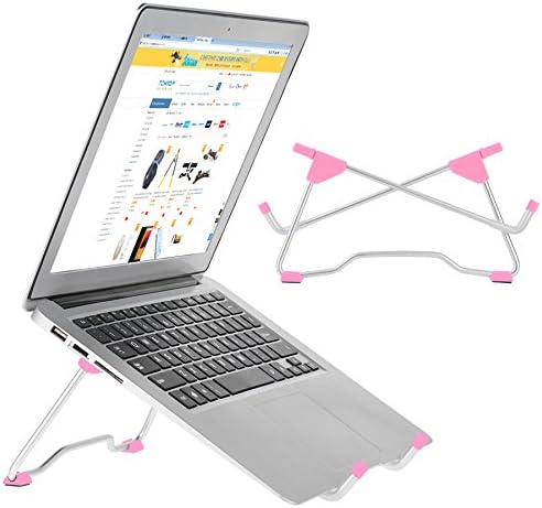 Uniwish Laptop Stand Portable Adjustable Aluminum Desktop Tray Ergonomic Riser Holder for Apple Macbook and any Notebook between 10'' to 17'' (Pink)